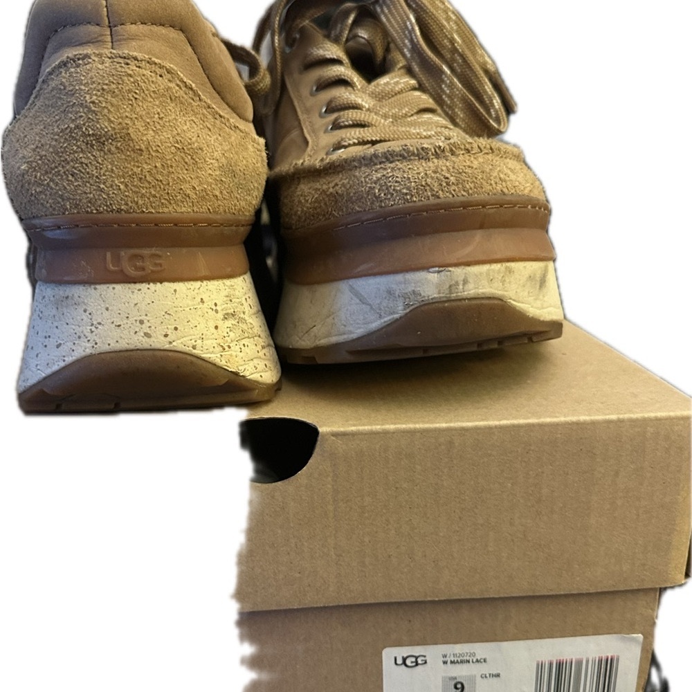 UGG Brown Leather Sneakers - Marlin Lace - 1120720 - Size 9